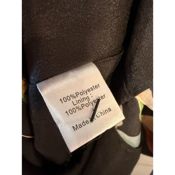 Tuckernuck Floral Maxi Dress Black Yellow Pink Short Sleeve Button Front M - Picture 5 of 7